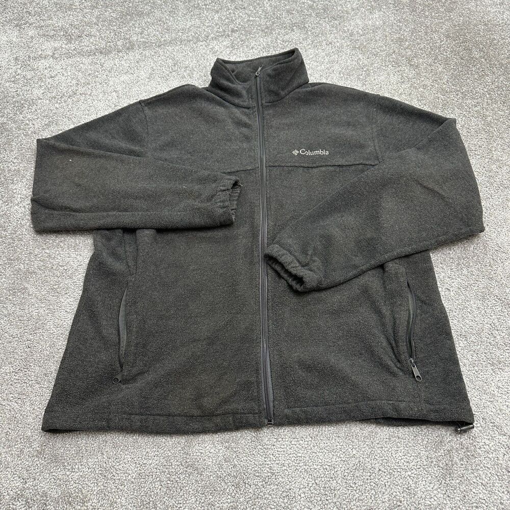Columbia Steens Mountain Fleece Jacket Mens Large Gray Full Zip Outdoor Hiking